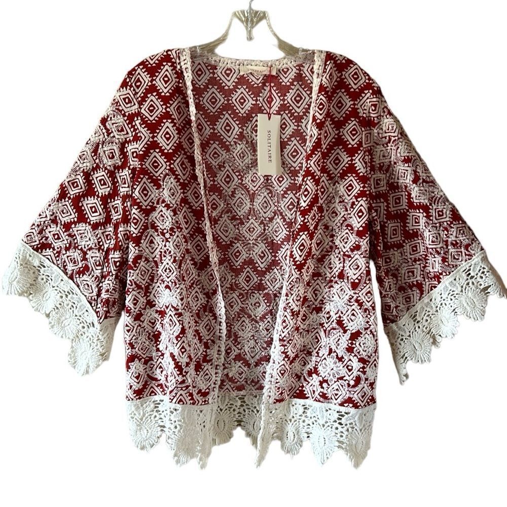 NEW Anthropologie Solitaire Lace Trimmed Cardigan